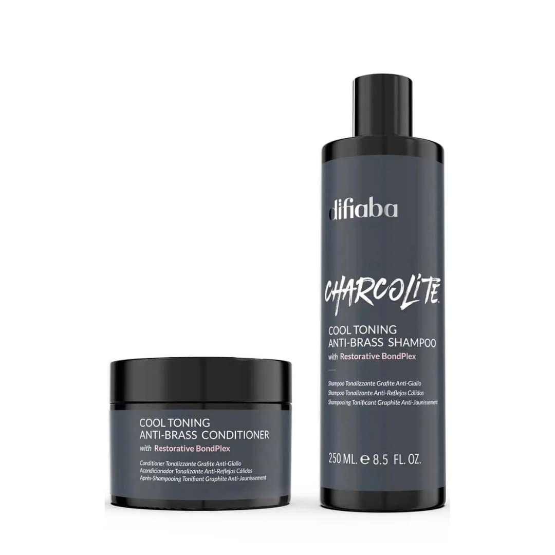 Difiaba Charcolite shampoo bottle showing cooling toning action for ashier tones