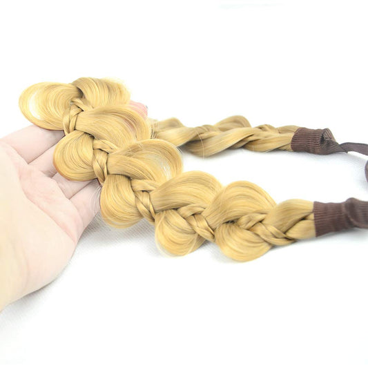 DIGUAN 5-strands synthetic hair headband close-up shows natural-looking fibers for everyday wear.