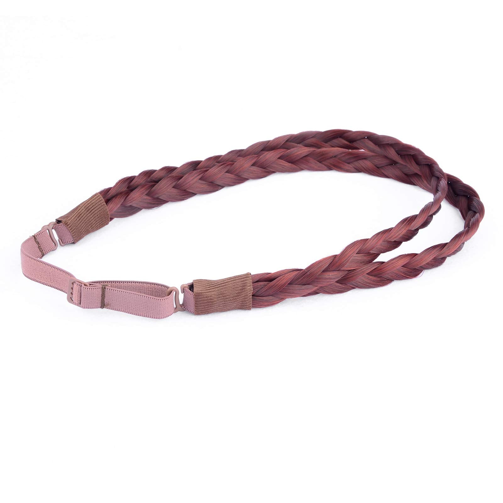 DIGUAN burgundy headband hairpiece with soft texture and comfortable wear.