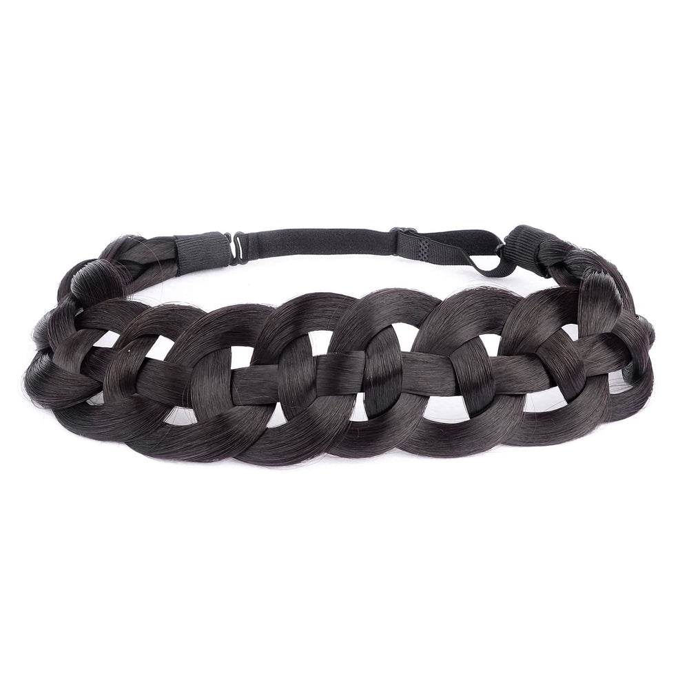DIGUAN hollow-out braided headband close-up in deep brown for everyday styling