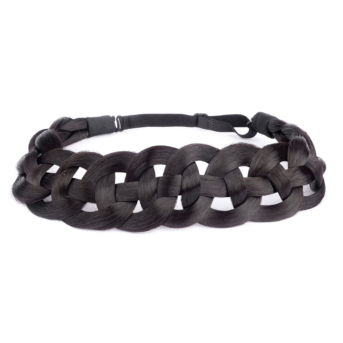 DIGUAN hollow-out braided headband close-up in deep brown for everyday styling
