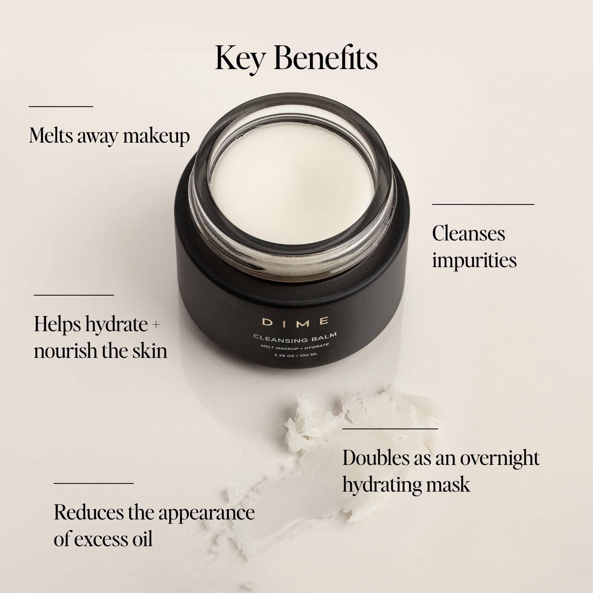 DIME Beauty Cleansing Balm applied on dry face with circular massage to cleanse skin.