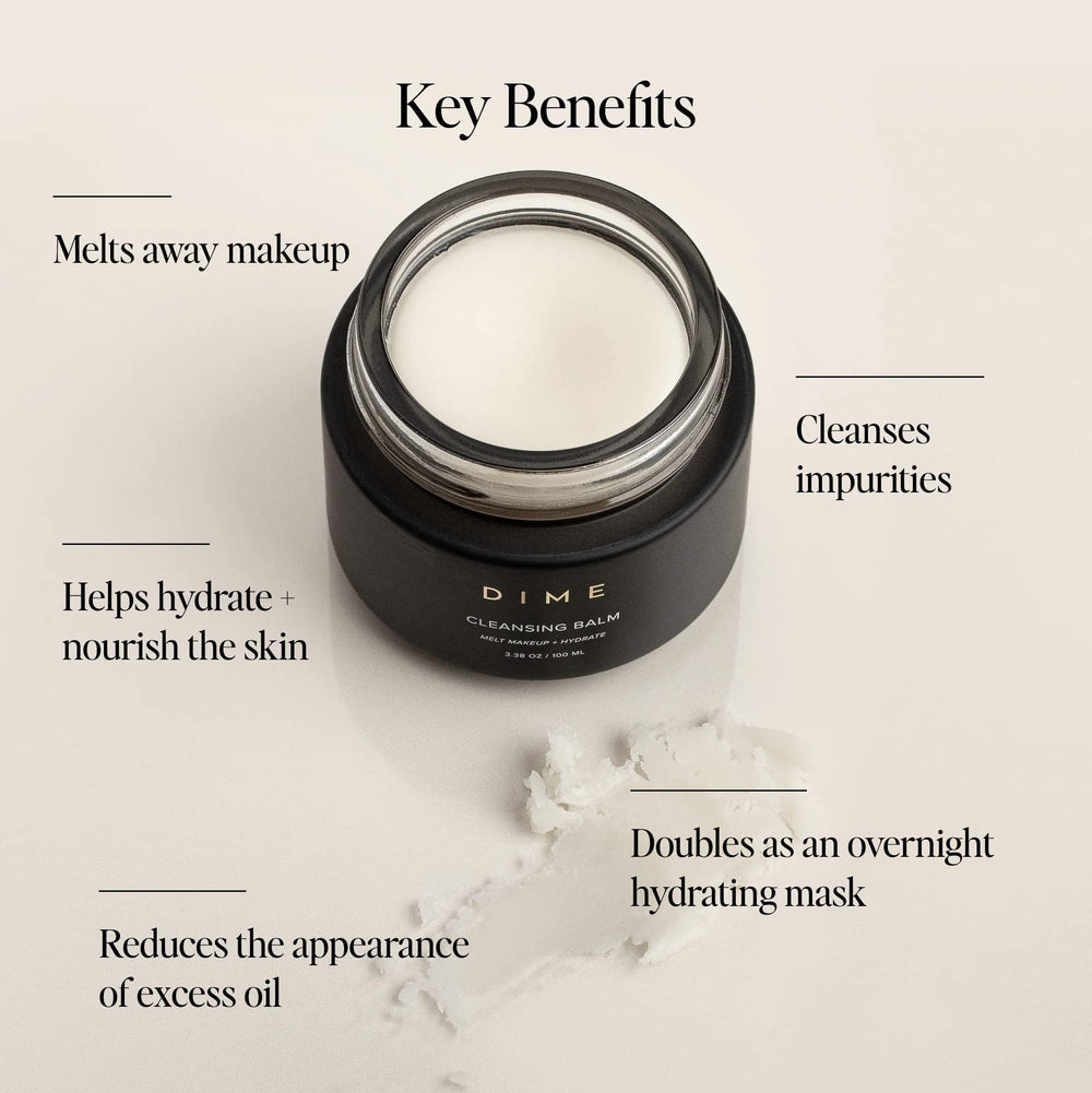 DIME Beauty Cleansing Balm applied on dry face with circular massage to cleanse skin.