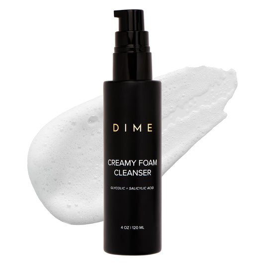 DIME Beauty Creamy Foam Cleanser bottle close-up for daily use