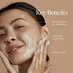 DIME Beauty Gentle Jelly Cleanser during face application using circular motions for a fresh look.
