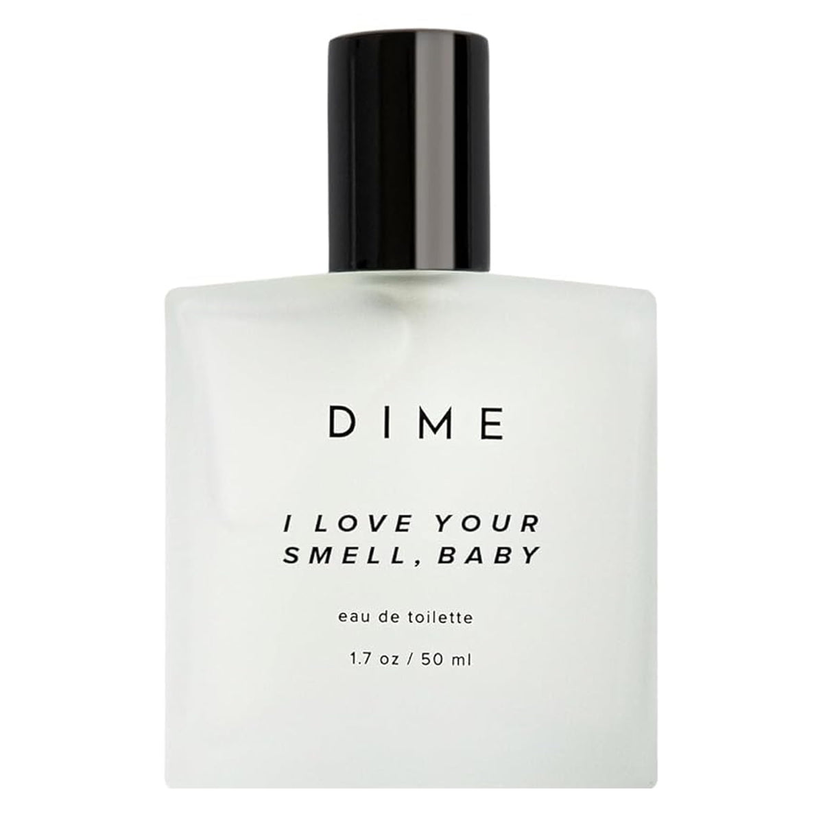 DIME Beauty I Love Your Smell Baby bottle closeup, fresh daily wear fragrance.