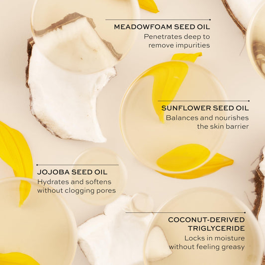 DIME cleansing oil applied to the face showing a silky, easy makeup removal texture