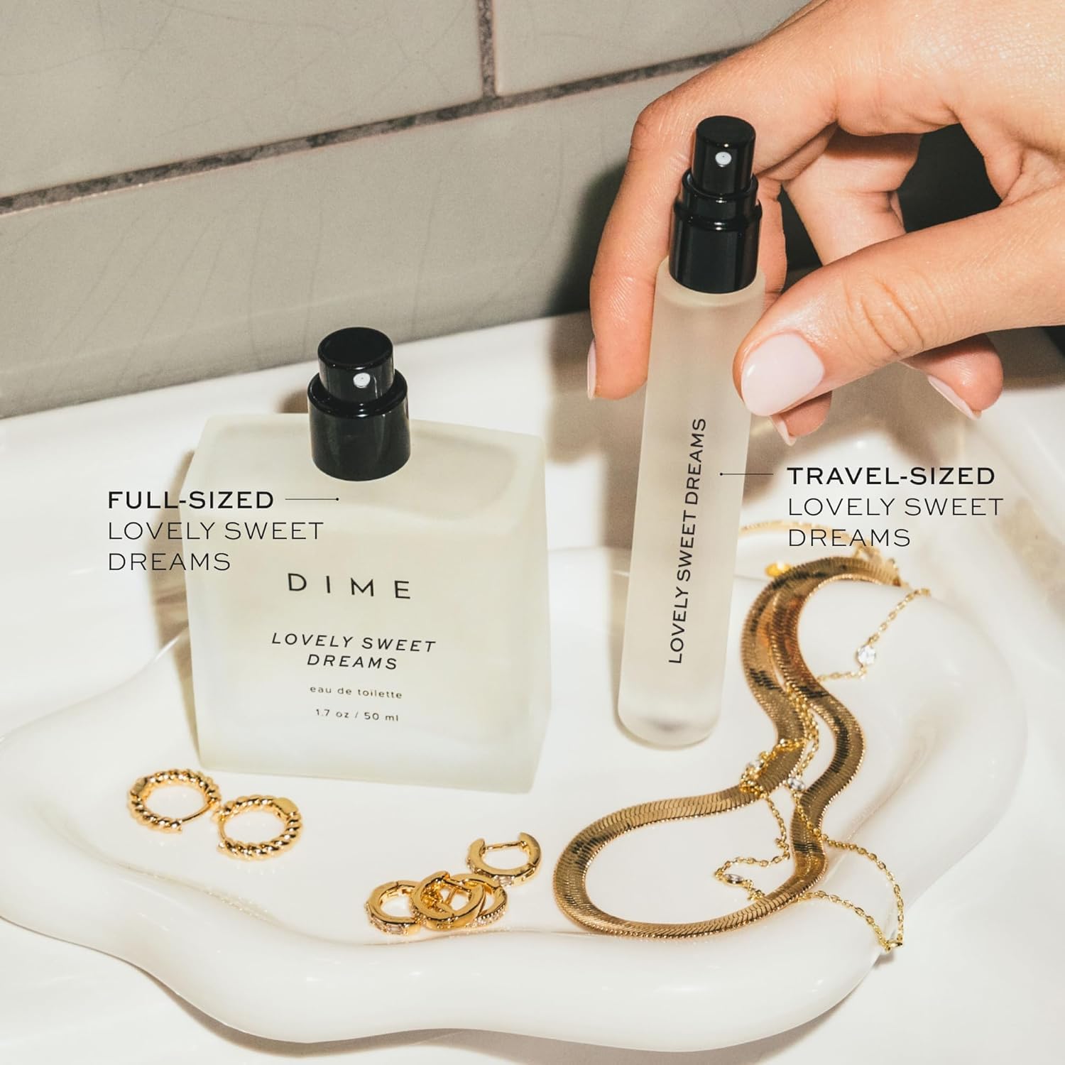 DIME Lovely Sweet Dreams top notes blend jasmine freesia and rose for a bright opening