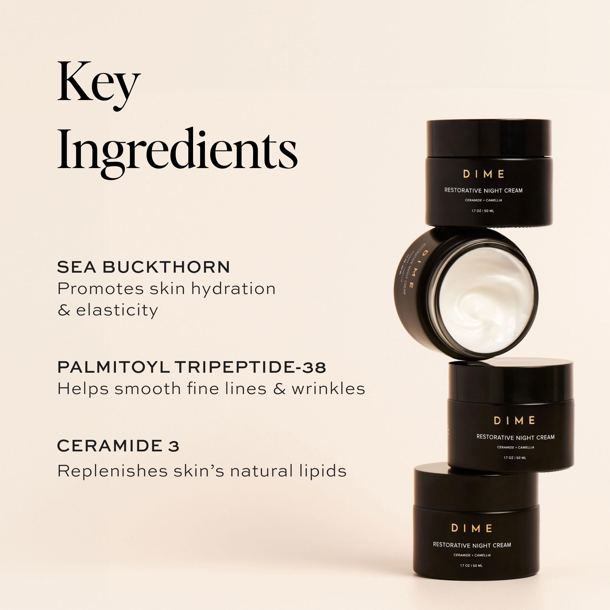 DIME Restorative Night Cream ceramides protect skin barrier