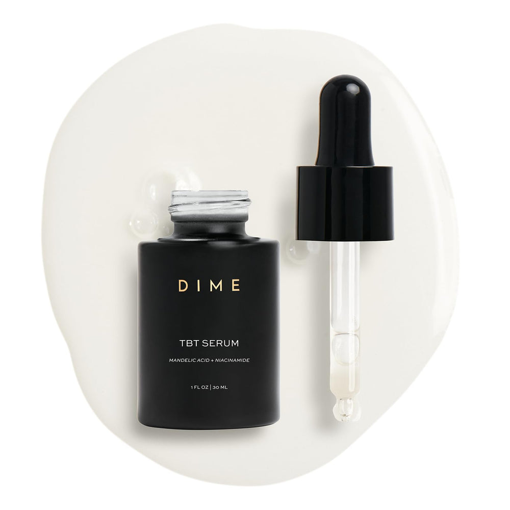 DIME Beauty TBT Serum bottle close-up highlighting a hydrating formula