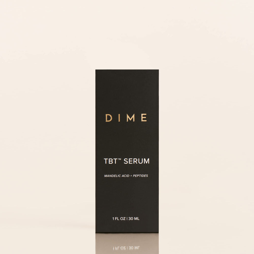 DIME Beauty TBT Serum night-time routine setup promoting calm self-care and hydration