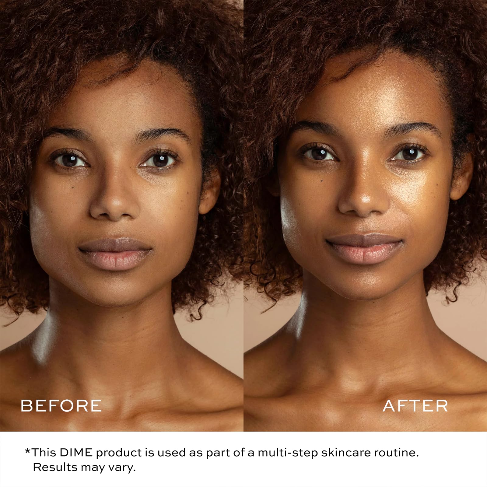 DIME Wonderscreen zinc and squalane blend shown as nourishing ingredients.