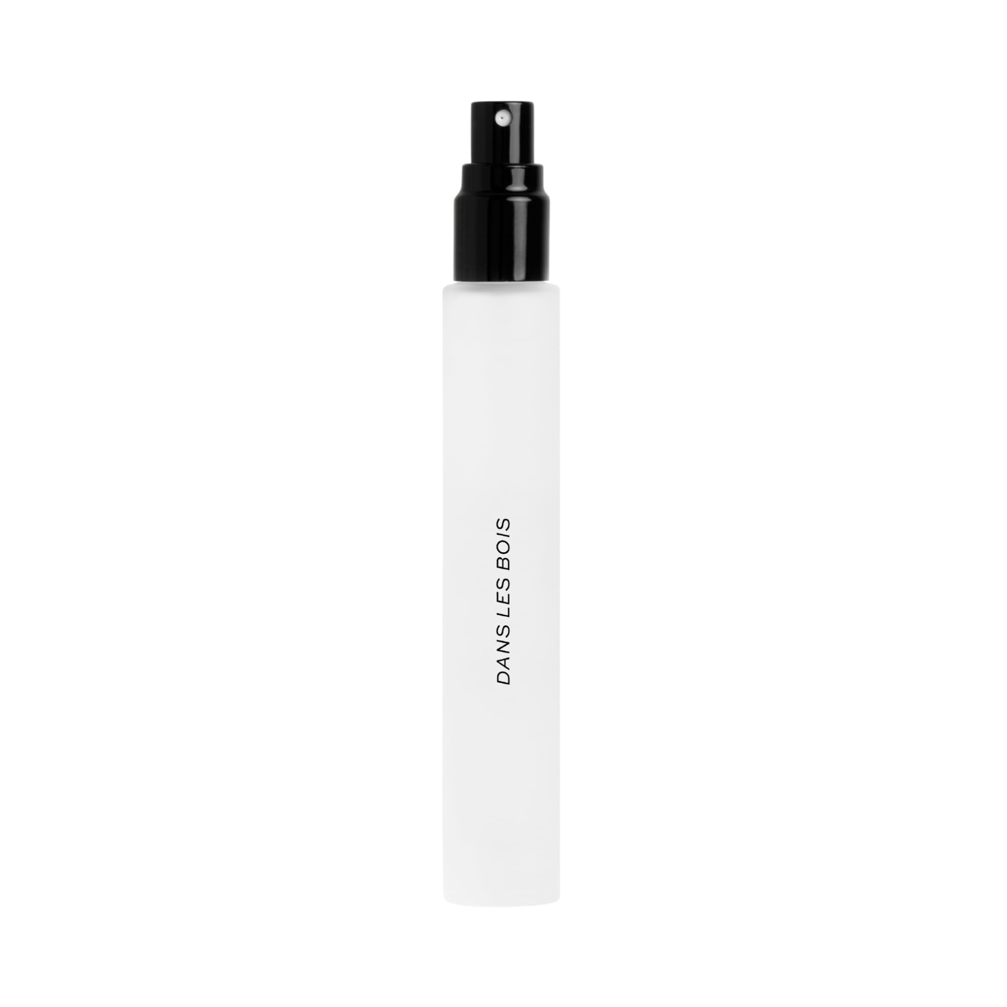 DIME Dans Les Bois bottle front, travel-size fragrance for on-the-go wear.