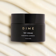 DIME TBT Cream being tapped after serum during evening routine.
