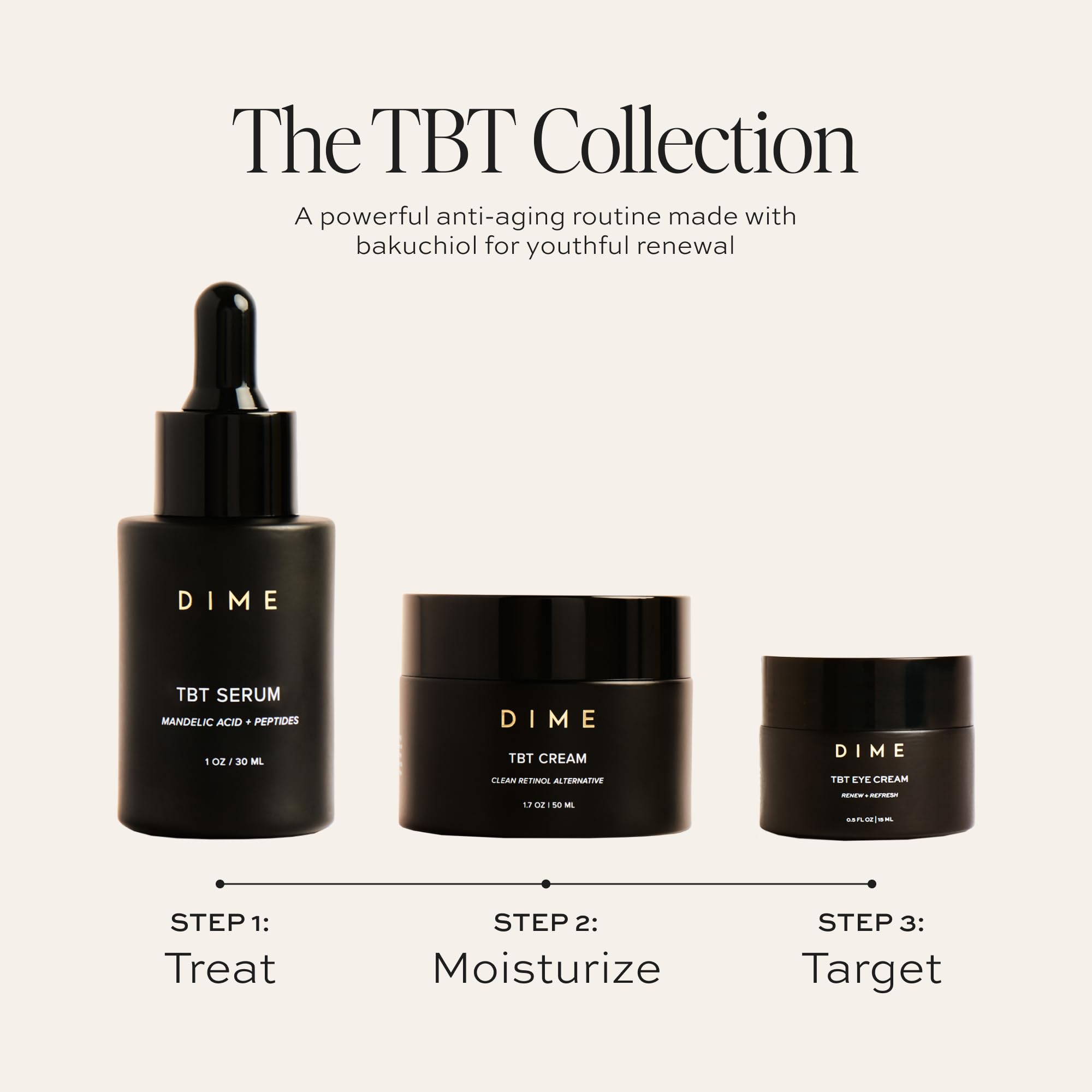 DIME TBT Eye Cream close-up indicating silky formula and potential plumpness.