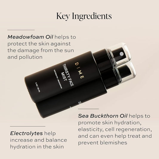 DIME Thirsty Face Mist electrolytes close-up highlights refreshing hydration