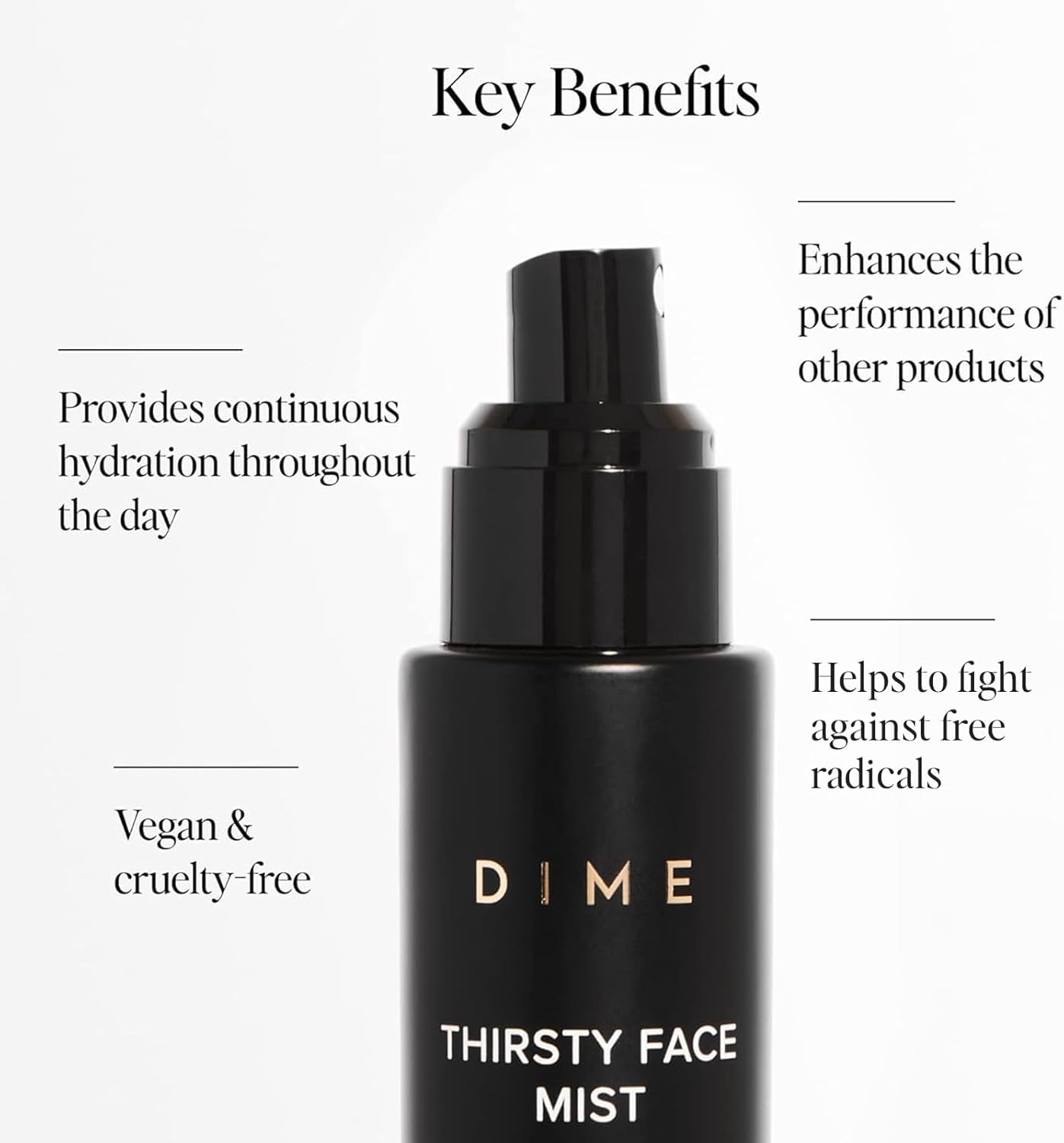 DIME Thirsty Face Mist meadowfoam oil close-up emphasizes nourishment