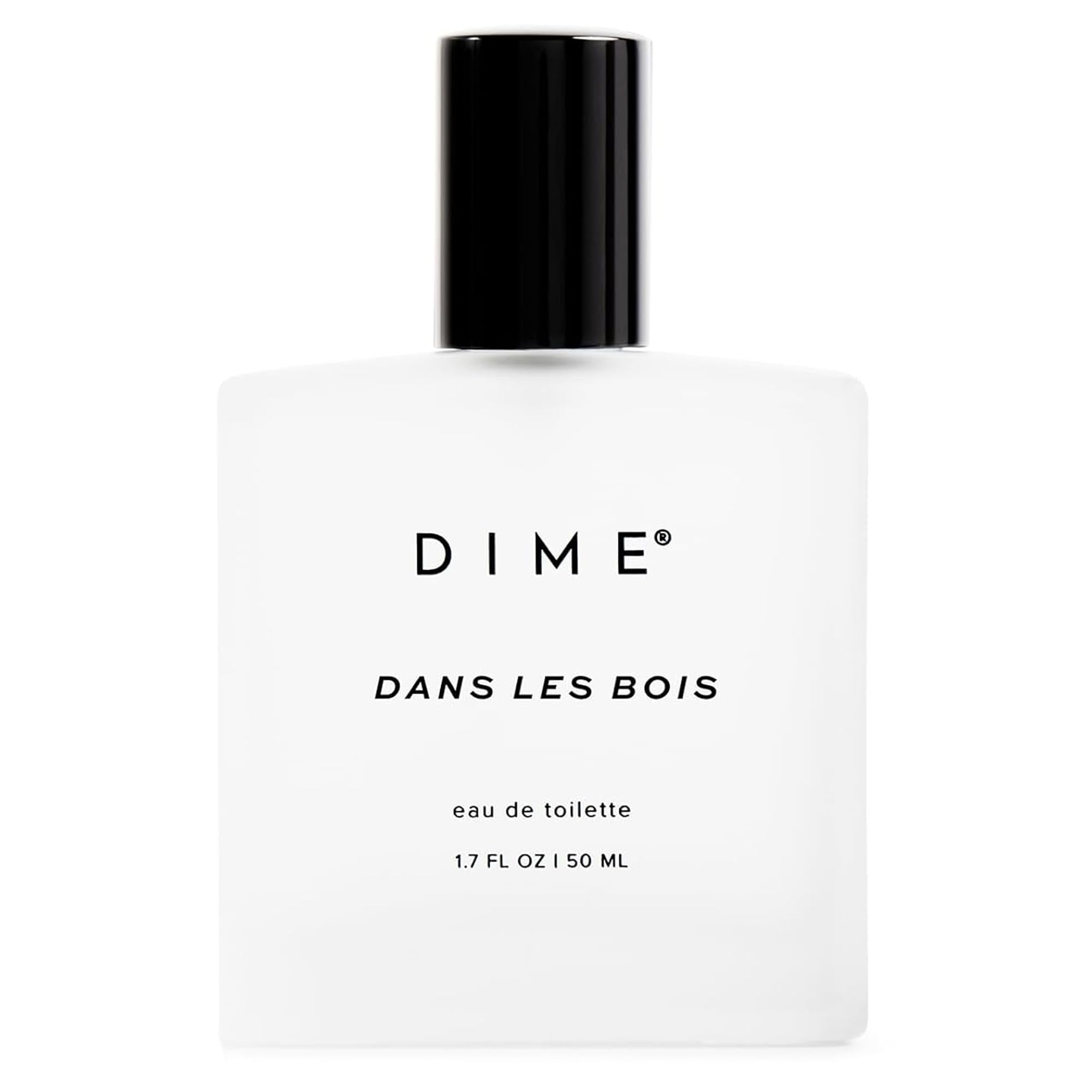 DIME Woodland bottle front, premium packaging for everyday feminine fragrance.