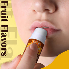 Dimsile orange-flavor lip balm shown, offering citrus refreshment and protection.