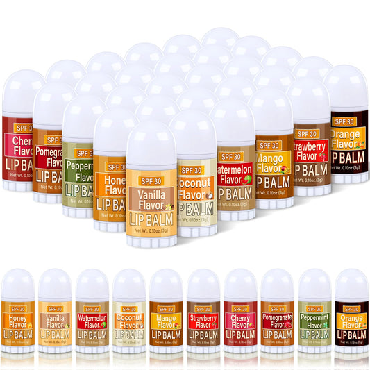 Dimsile mini lip balm 30-pack, ready for on-the-go moisture and sun protection.