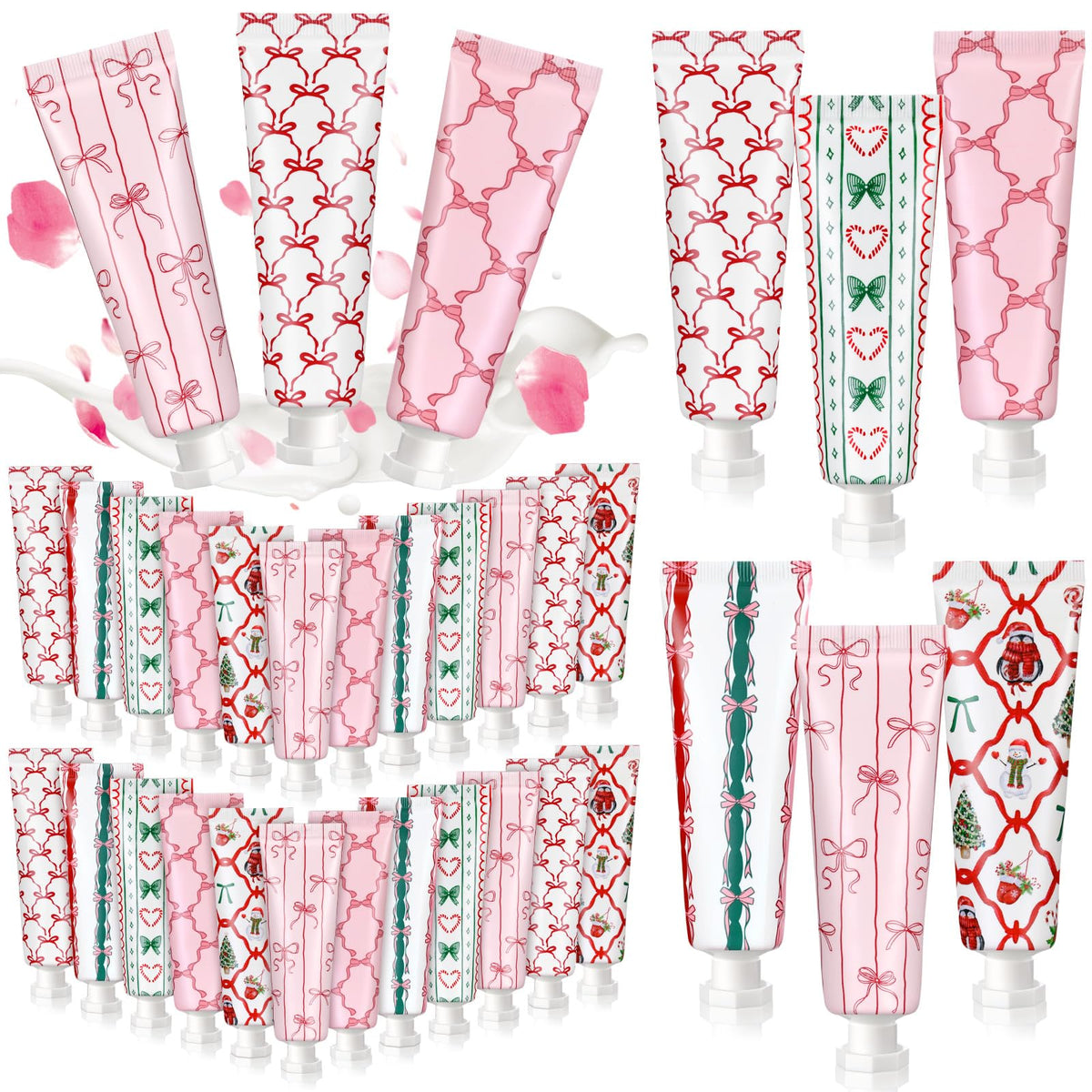Dimsile Pink Bow Hand Cream bottle with playful ribbon, travel-friendly moisturizer.