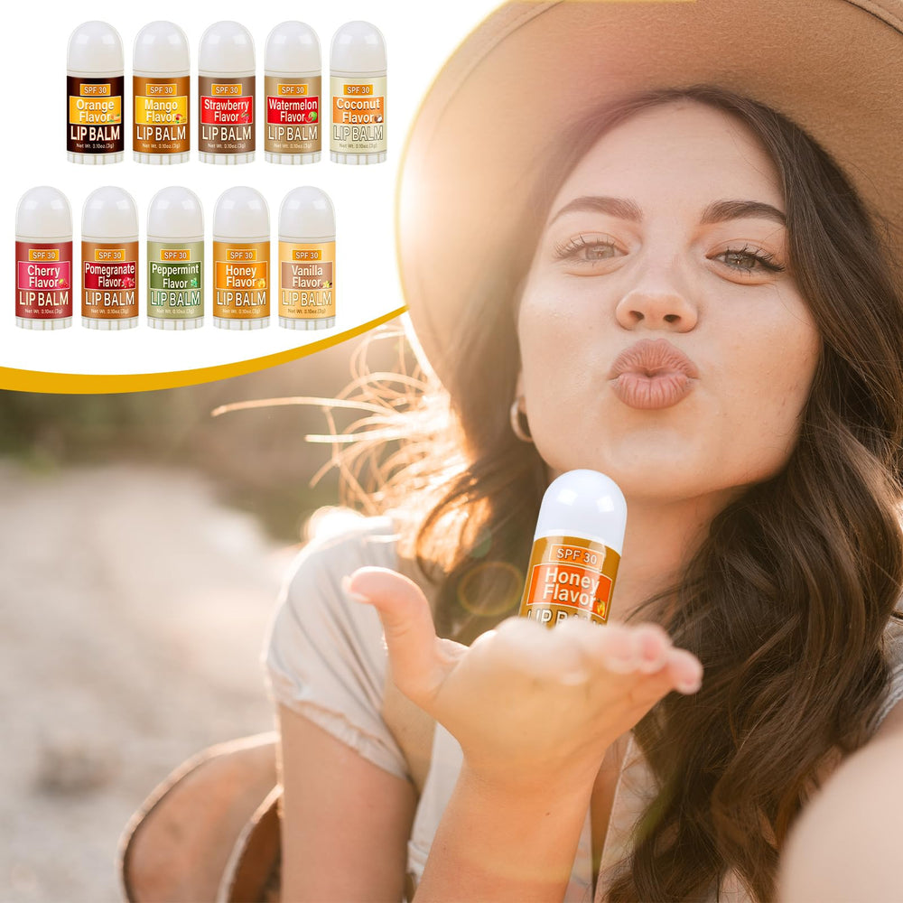 Dimsile SPF30 lip balm flavors assortment highlights vibrant scents and daily lip care.