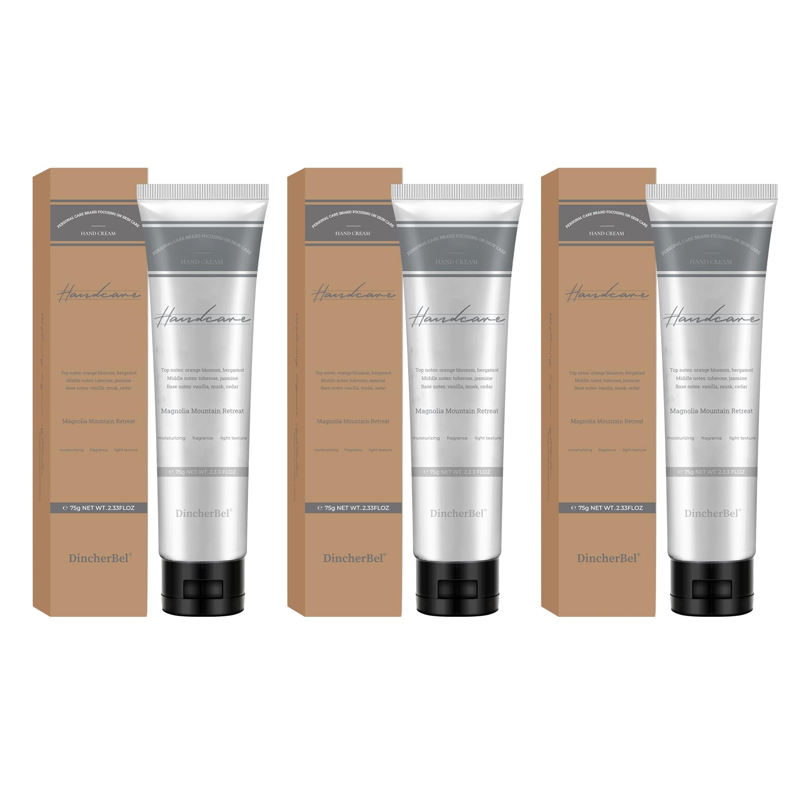 DincherBel 3-pack hand cream tubes for travel and on-the-go hydration.