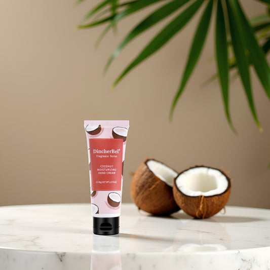 Bulk display of 100 coconut hand creams for daily moisturization.