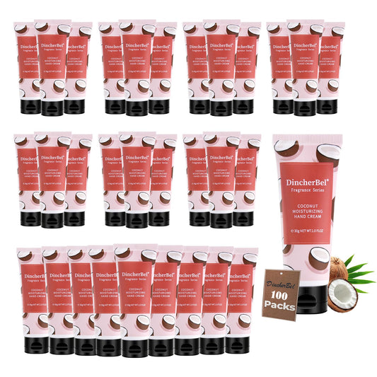 DincherBel coconut hand cream tube for smooth, fast-absorbing hydration.