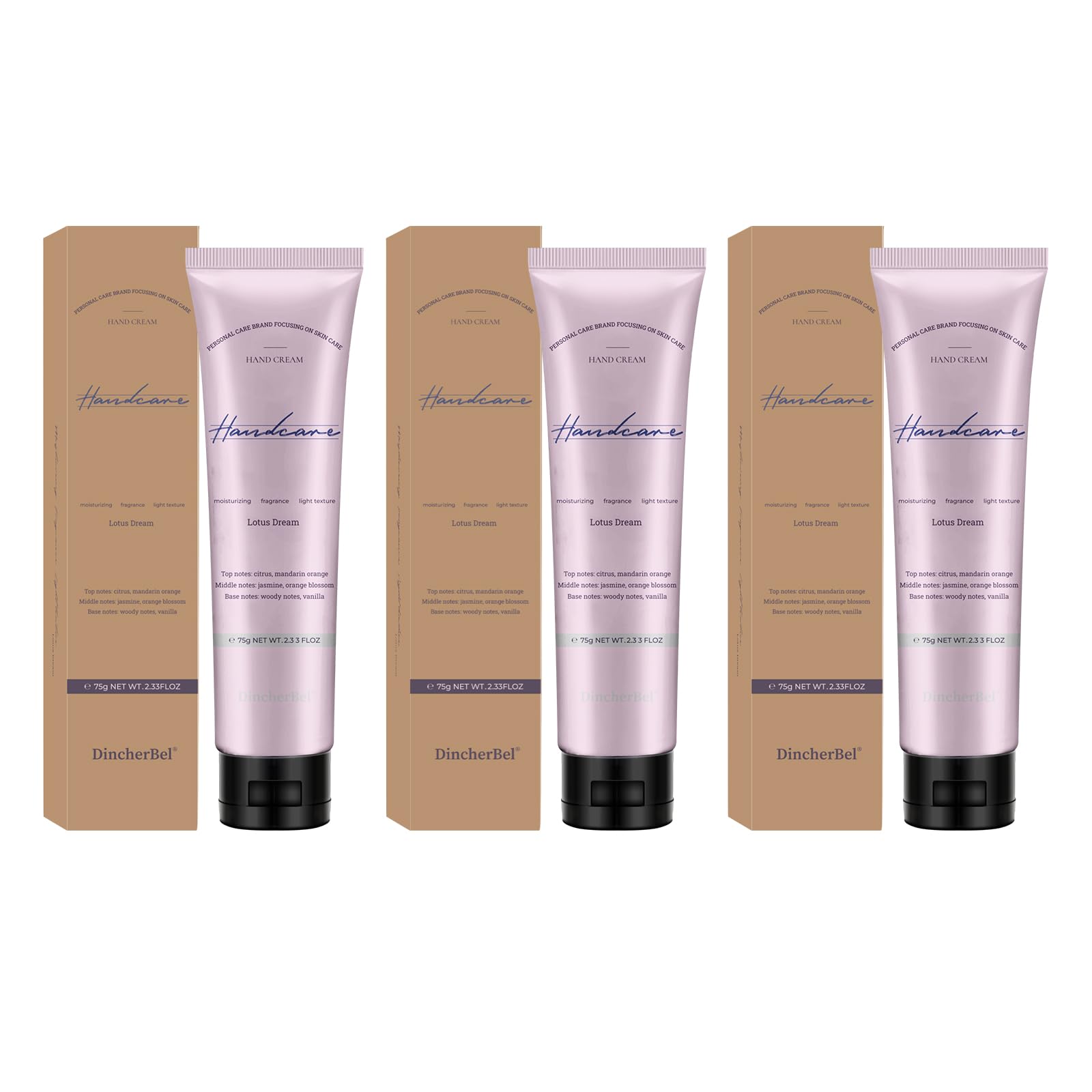 DincherBel Lotus Dream hand cream box packaging demonstrates gift-ready presentation