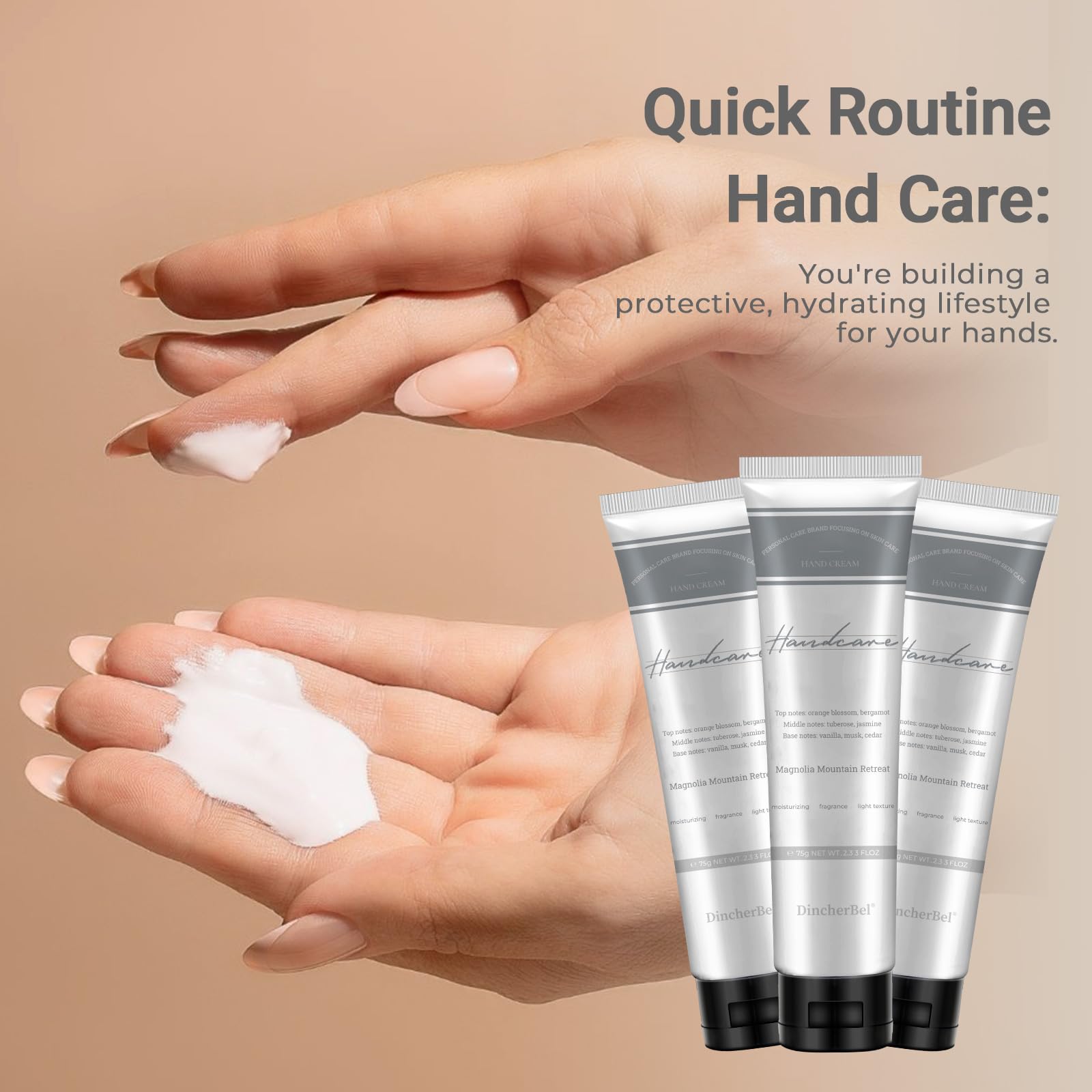 DincherBel hand cream revives dull skin for soft hands.