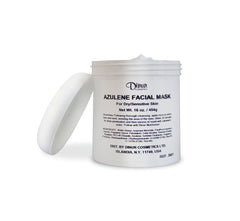 Dinur Cosmetics Azulene Mask application close-up shows easy smoothing on dry skin.