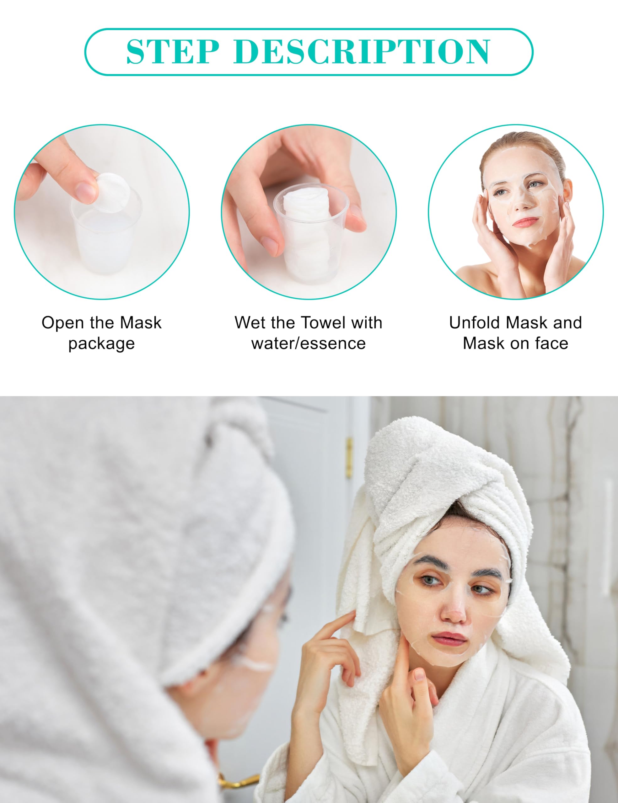 Dioche DIY soaked mask sheet process illustrates easy in-water activation for custom nourishment.