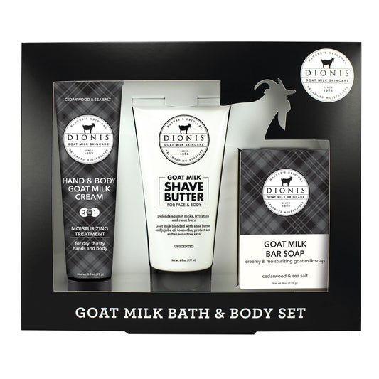 Dionis cedarwood and sea salt bath and body 3pc gift set for grooming