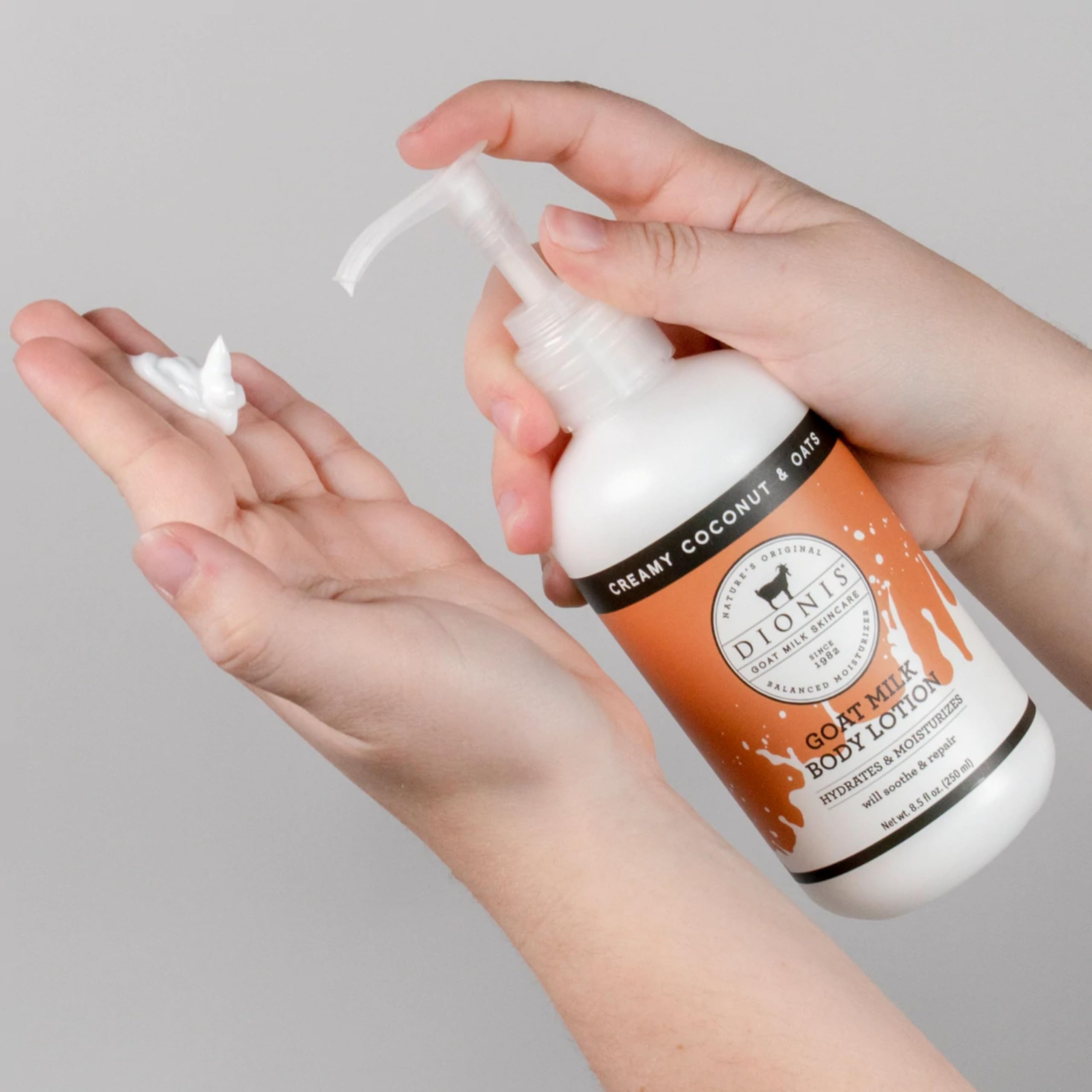 Dionis Lotion beside a sweater illustrating non-greasy finish for layering.