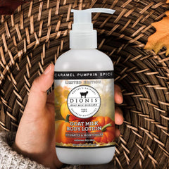 Dionis Goat Milk Body Lotion scent ambiance highlights pumpkin spice notes.