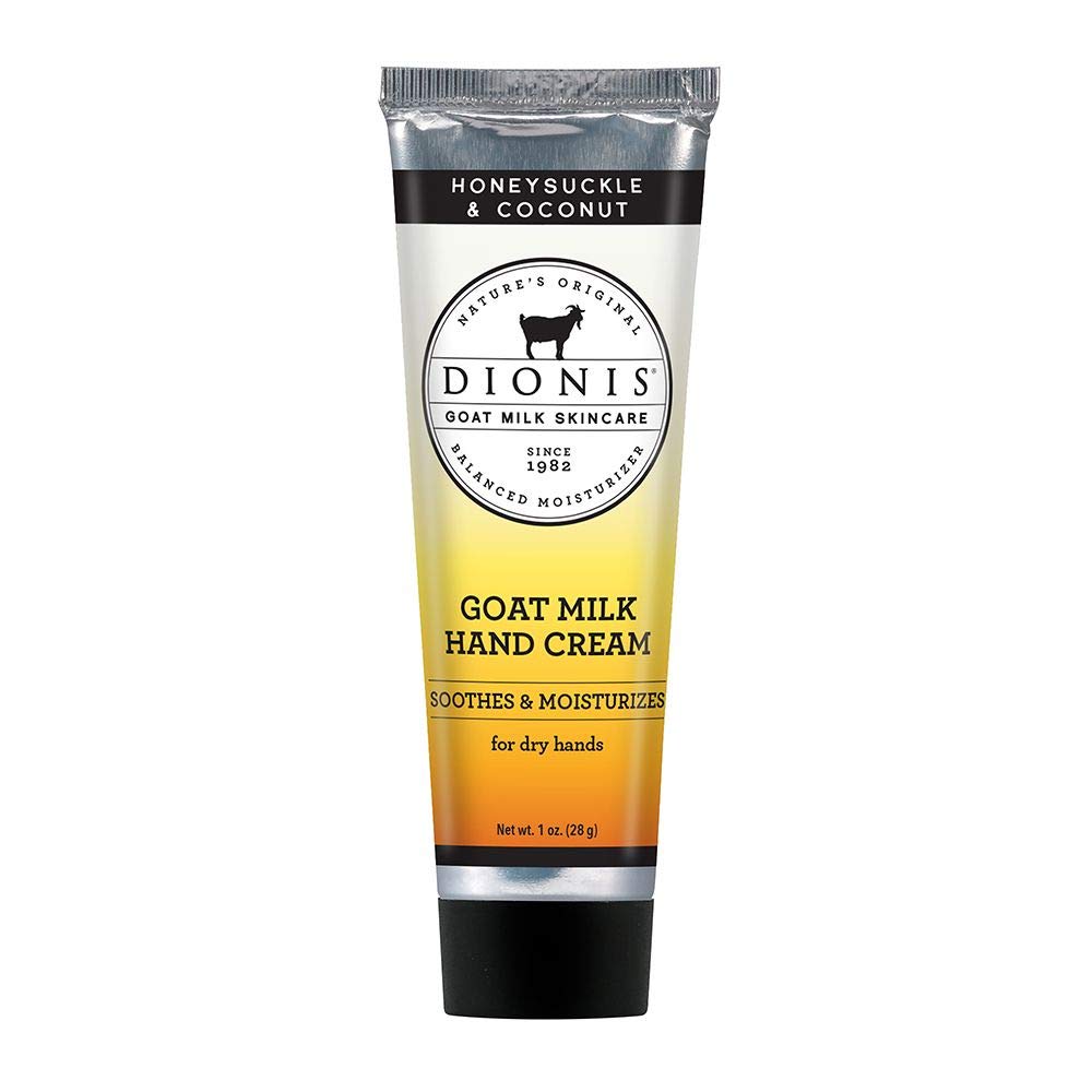 Dionis goat milk hand cream honeysuckle coconut 1oz bottle for smooth, nourished hands