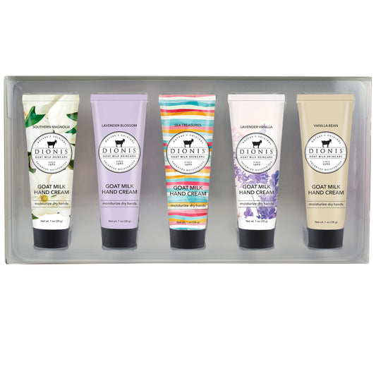 Dionis Goat Milk Hand Cream Inspire 6-Pack tubes deliver smooth, hydrated hands on the go.