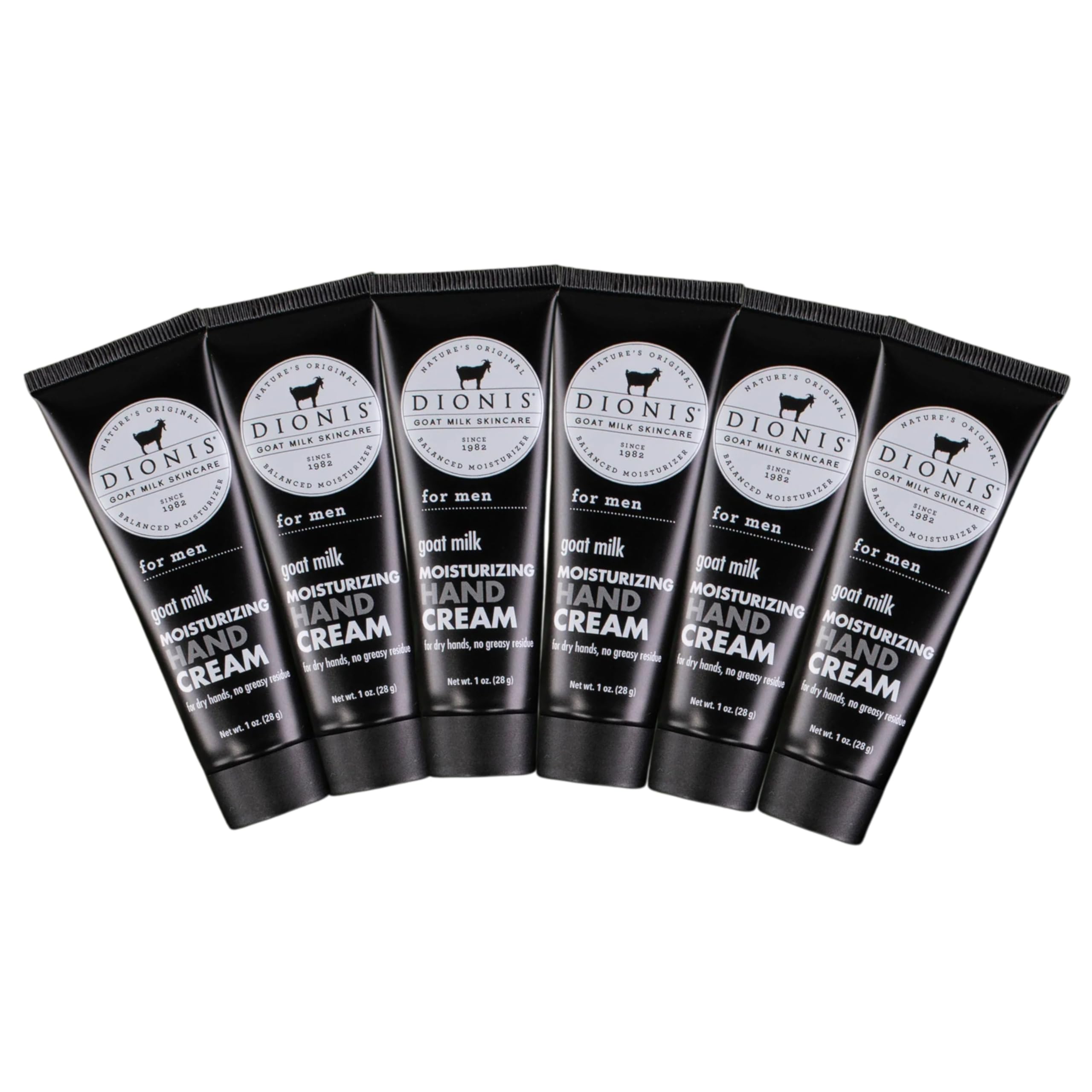 Dionis goat milk hand cream pack6 box showing six tubes for everyday use.