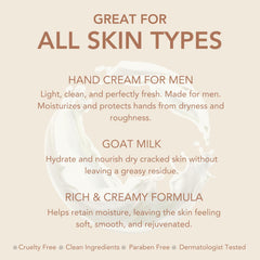 Dionis goat milk hand cream closeup shows clean masculine scent.