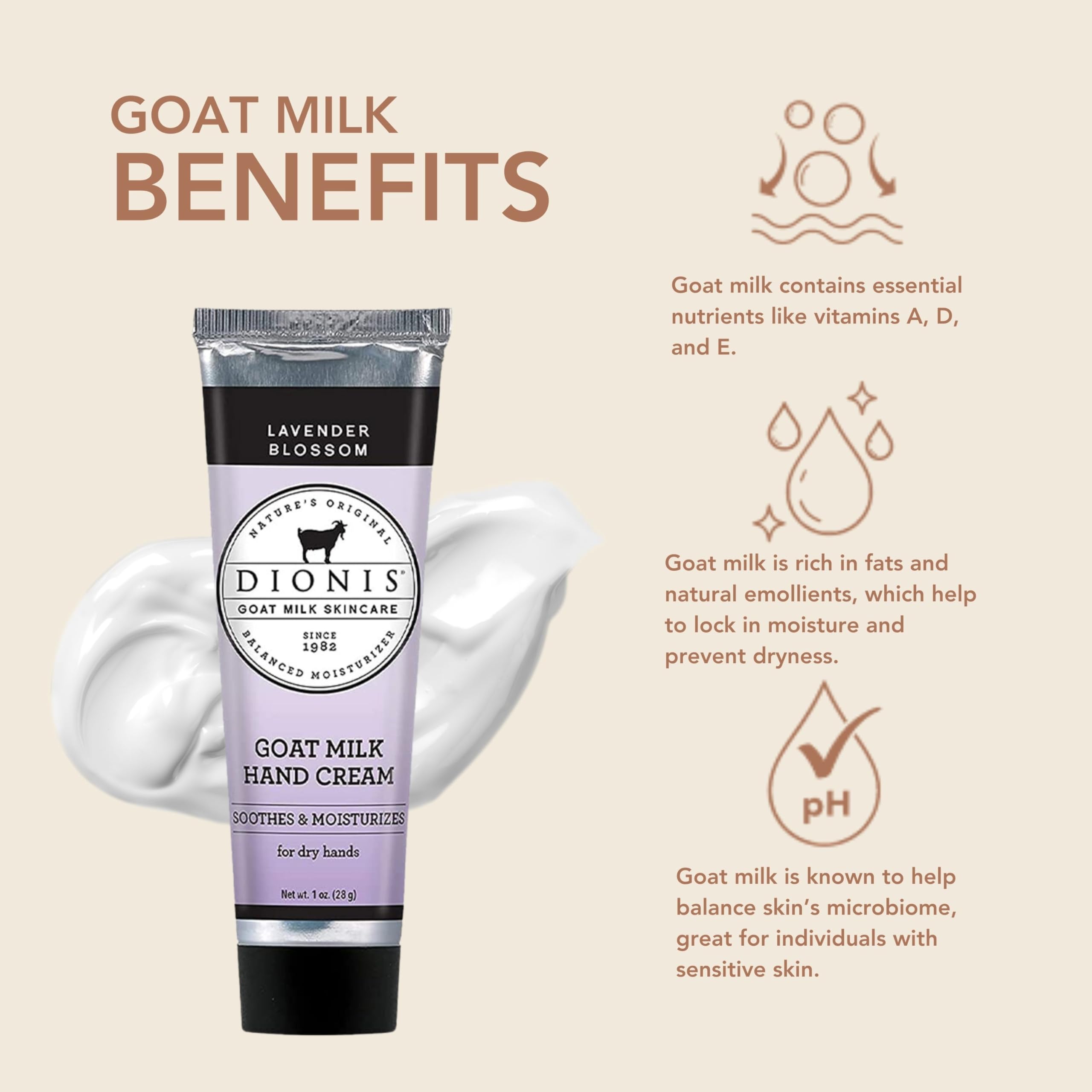 Dionis Goat Milk Hand Cream Travel-Size Collection for on-the-go care