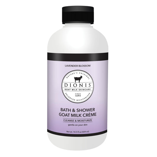 Dionis goat milk lavender blossom bath soap bottle pour for luxurious gentle cleansing