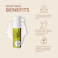 Dionis Goat Milk Lip Balm Crisp Pear 3-pack packaging showcases generous size for extended lip care