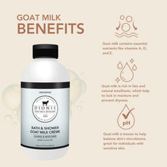 Dionis Goat Milk Liquid Shower Creme Unscented bottle with pump for easy fragrance-free cleansing