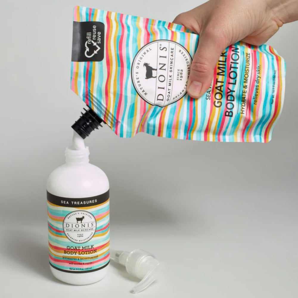 Dionis Goat Milk Lotion texture; rich yet non-greasy, absorbs quickly.