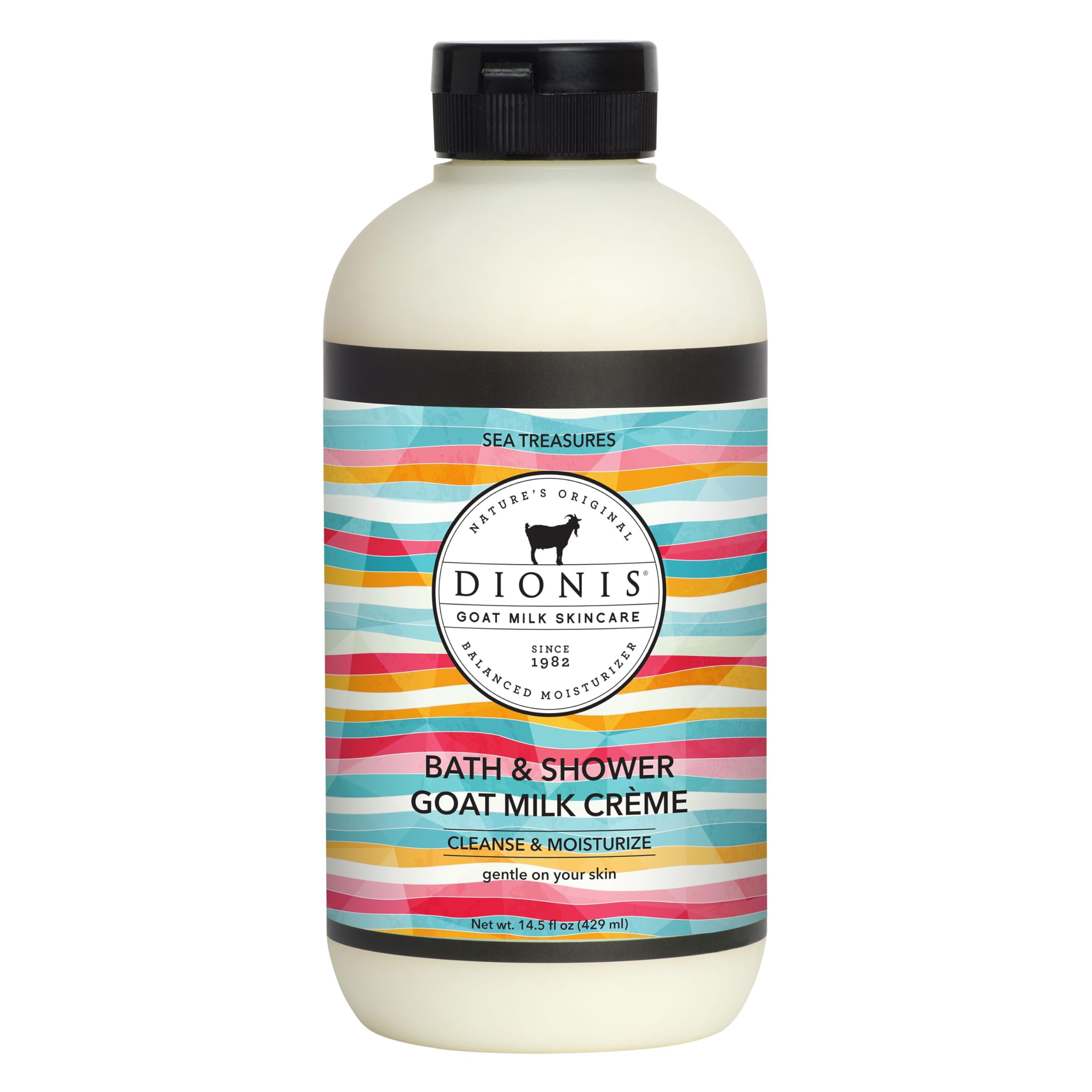 Dionis Sea Treasures bath soap close-up highlighting goat milk hydration for sensitive skin.
