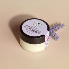 Dionis Goat Milk Whipped Scrub demonstrates soft exfoliation on skin