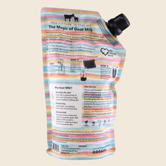 Dionis Sea Treasures bottle being poured from refill pouch for easy use.