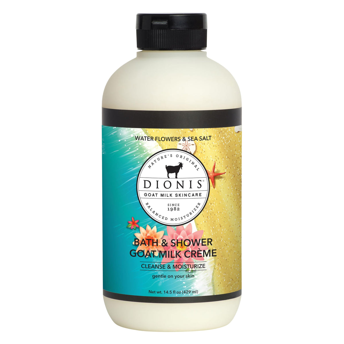 Dionis Water Flowers Sea Salt bath creme bottle pour for refreshing lather.