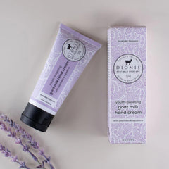 Texture of Dionis Goat Milk Hand Cream demonstrating rich yet light hydration.